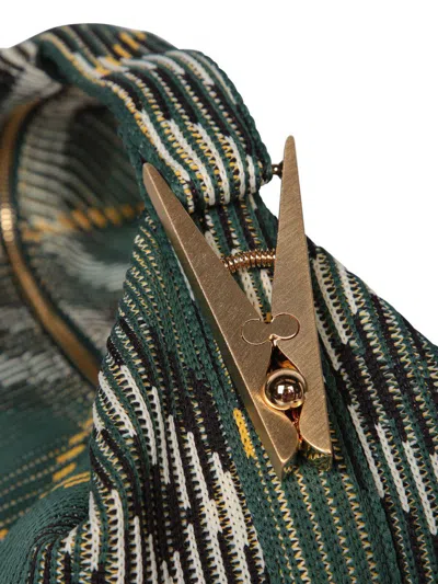 Burberry Embroidered Nylon Mini Peg Handbag In Green