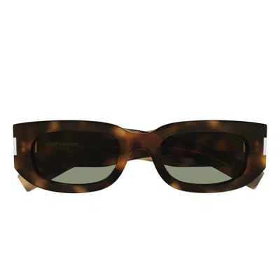 Saint Laurent Eyewear Rectangular Frame Sunglasses In Brown