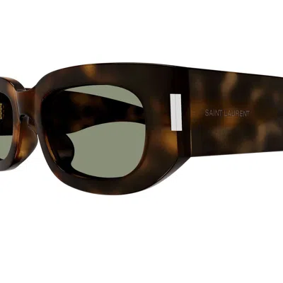 Saint Laurent Eyewear Rectangular Frame Sunglasses In Brown
