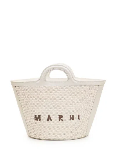 Marni Woven Cotton Handbag With Structured Silhouette In Beige