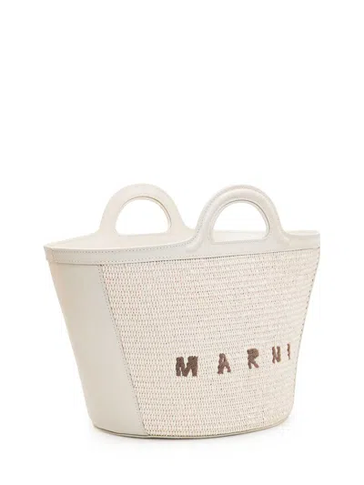 Marni Woven Cotton Handbag With Structured Silhouette In Beige