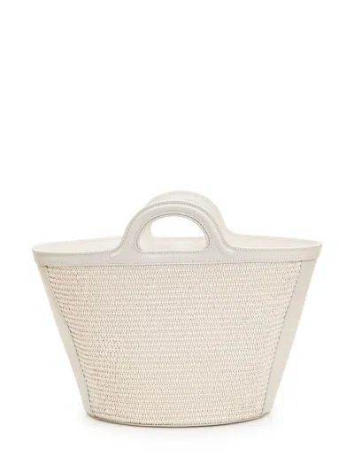 Marni Woven Cotton Handbag With Structured Silhouette In Beige