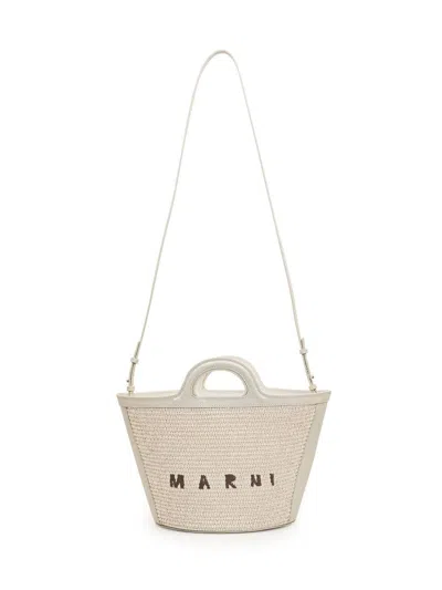 Marni Woven Cotton Handbag With Structured Silhouette In Beige
