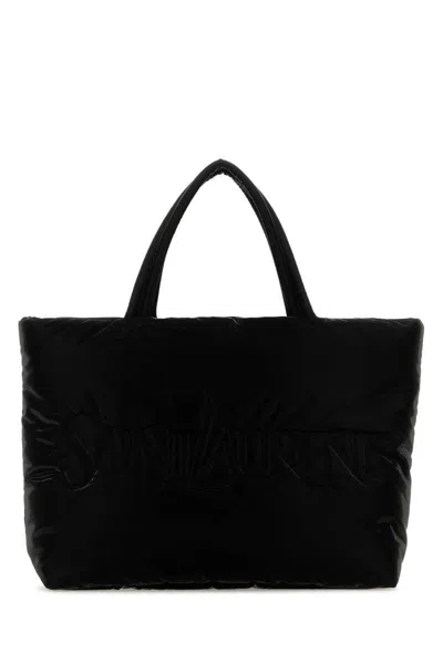 Saint Laurent Quilted Rectangular Shopping Bag With Soft Texture In Black