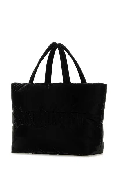 Saint Laurent Quilted Rectangular Shopping Bag With Soft Texture In Black