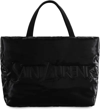 Saint Laurent Quilted Rectangular Shopping Bag With Soft Texture In Black