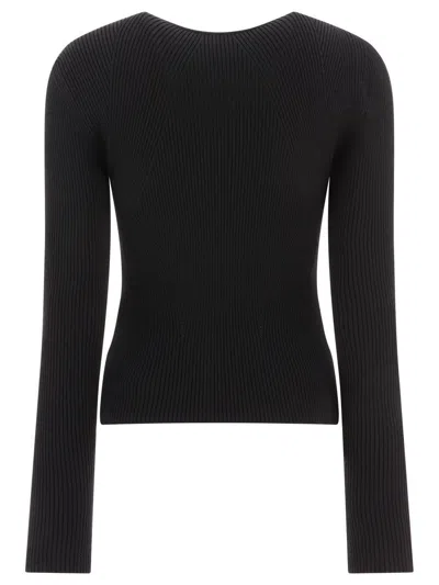 Alexander Mcqueen Cutout Ribbed Wool-blend Sweater In Black