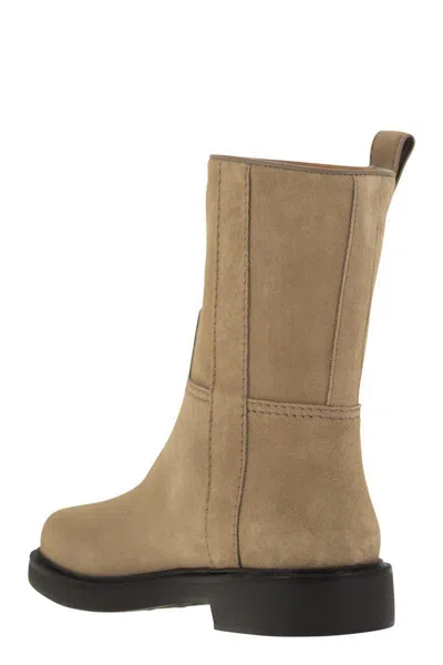 Tod's T Timeless-plaque Boots In Beige O Tan