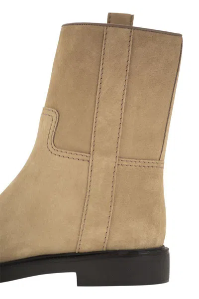 Tod's T Timeless-plaque Boots In Beige O Tan
