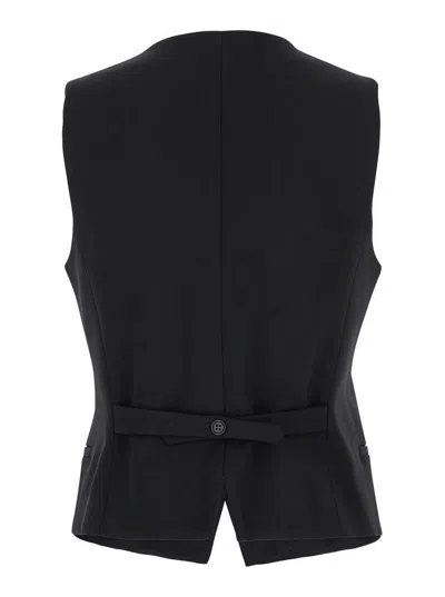 P.a.r.o.s.h Black Vest With Button Closure In Fabric Woman In Black
