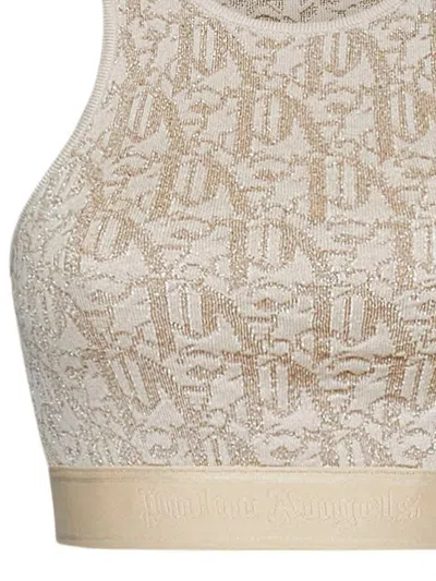Palm Angels Embroidered Viscose Blend Top In Offwhitebei