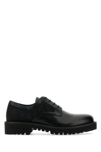 Valentino Garavani Derby Toile Loafers In Black