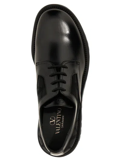 Valentino Garavani Derby Toile Loafers In Black