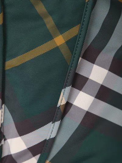 Burberry Check Pattern Shield Backpack With Front Zip In Green