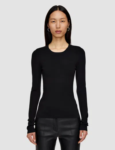 Joseph Stretch-silk Knit Top In Black