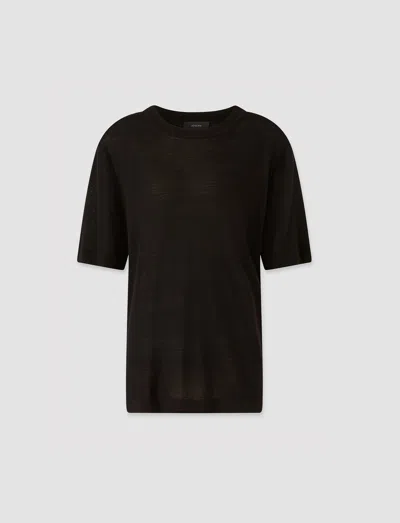 Joseph Womens Black Short-sleeved Knitted Wool And Silk Top In Black