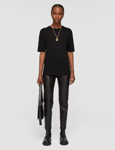 Joseph Womens Black Short-sleeved Knitted Wool And Silk Top In Black