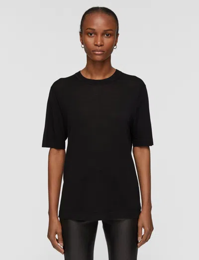 Joseph Womens Black Short-sleeved Knitted Wool And Silk Top In Black