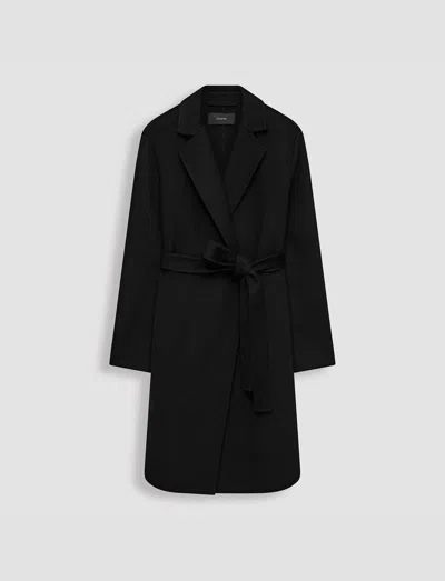 Joseph Cenda Belted Wool And Cashmere-blend Coat In Black