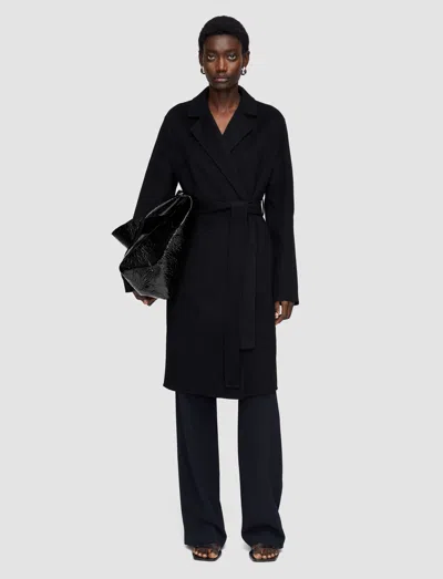 Joseph Cenda Belted Wool And Cashmere-blend Coat In Black
