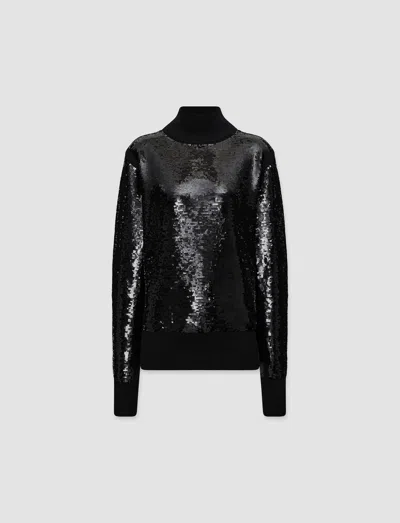 Joseph Sequins Knit High Neck Jumper In Black