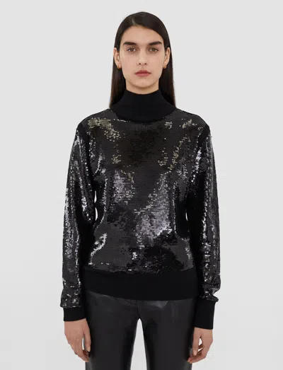 Joseph Sequins Knit High Neck Jumper In Black