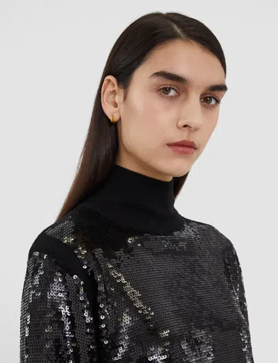 Joseph Sequins Knit High Neck Jumper In Black
