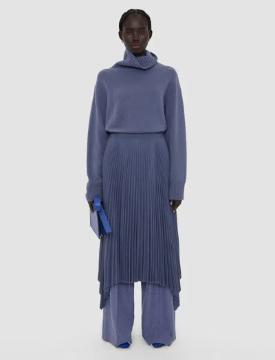 Joseph Womens Cloudy Blue Ade High-rise Pleated Wool-blend Midi Skirt In Cloudy Blue