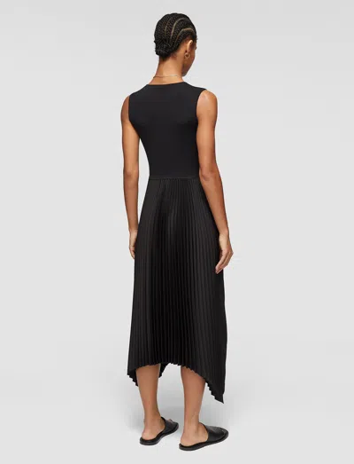 Joseph Knit Weave Plissé Dera Dress In Black