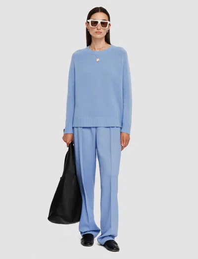 Joseph Open Cashmere Round Neck Jumper In Faded Sky