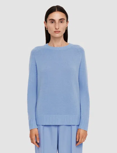 Joseph Open Cashmere Round Neck Jumper In Faded Sky