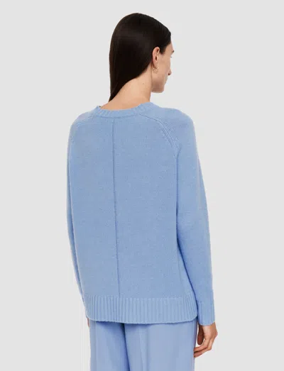 Joseph Open Cashmere Round Neck Jumper In Faded Sky
