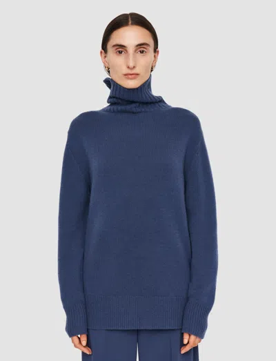 Joseph Open Cashmere High Neck Jumper In Harbour
