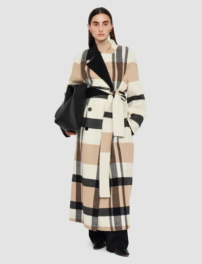 Joseph Merton Reversible Check Wool Coat In Blusher Combo