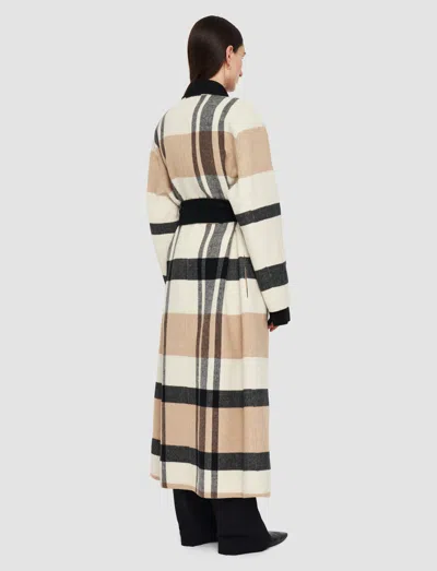 Joseph Merton Reversible Check Wool Coat In Blusher Combo
