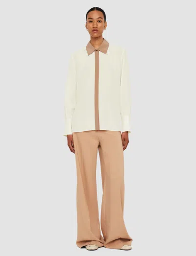 Joseph Evora Silk Crepe De Chine Colourblock Blouse In Ivory/blusher