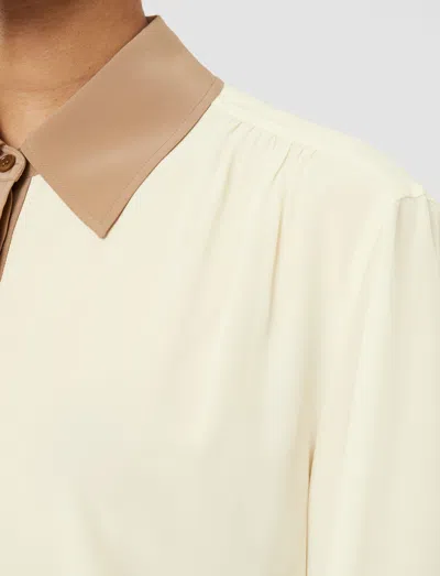 Joseph Evora Silk Crepe De Chine Colourblock Blouse In Ivory/blusher