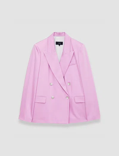 Joseph Jaden Double-breasted Wool-blend Twill Blazer In Begonia Pink