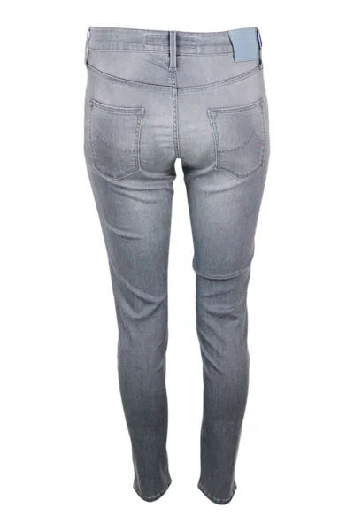 Jacob Cohen Kimberly Cropped Skynny 5-pocket Denim Trousers With Regular Waist In Soft Stretch Denim With Zip Cl In Grey