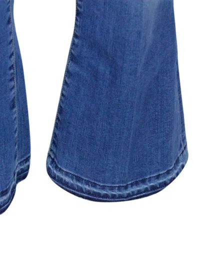 Jacob Cohen Victoria Crop Jeans In Light Stretch Denim With Trumpet Shape And 5-pocket Fringed Hem In Navy