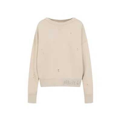 Maison Margiela Sweatshirt With Handwritten Logo Unisex In Beige