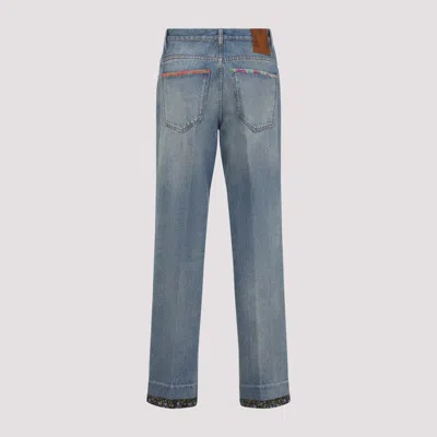 Valentino Straight-fit Denim Pants With Colorful Embellishments In Blue