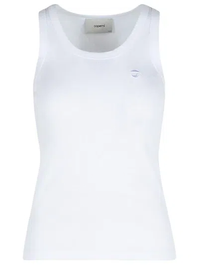 Coperni Ribbed Sleeveless Cotton Tank Top In White