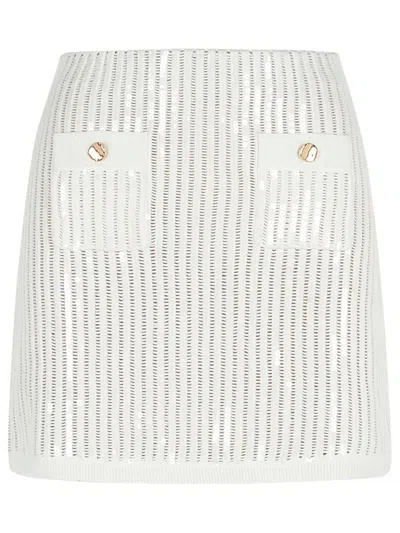 Self-portrait Sequined Crocheted Cotton And Cashmere-blend Mini Skirt In White