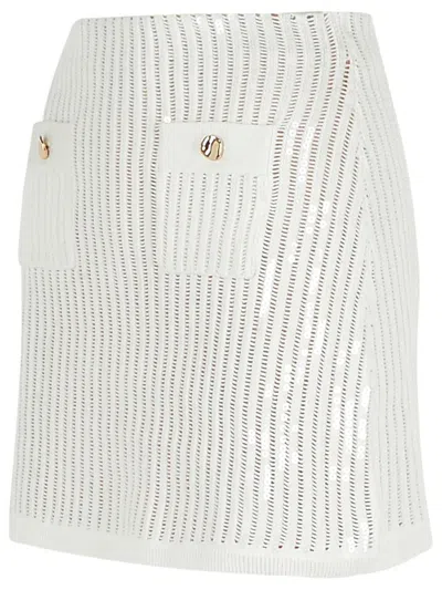 Self-portrait Sequined Crocheted Cotton And Cashmere-blend Mini Skirt In White