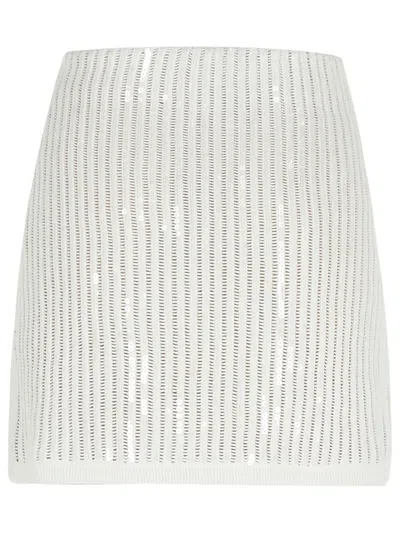 Self-portrait Sequined Crocheted Cotton And Cashmere-blend Mini Skirt In White