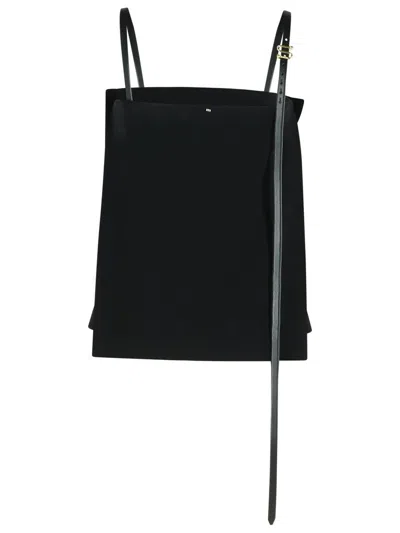 Sportmax Asymmetric Strap Detail Spaghetti Straps Skirt In Black