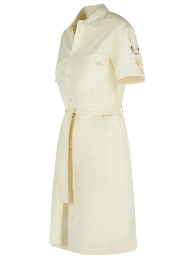 Burberry Silk Blend Dress Featuring Belted Waist In Beige