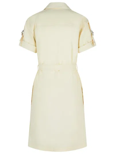 Burberry Silk Blend Dress Featuring Belted Waist In Beige