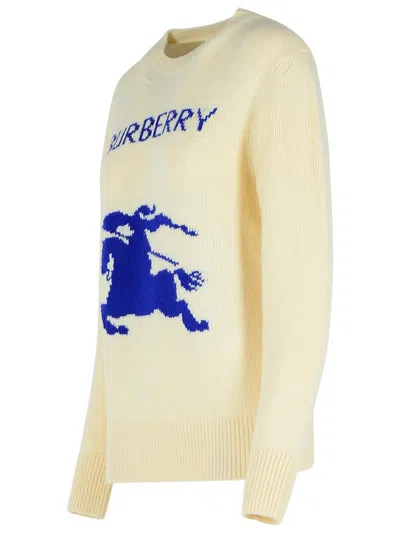 Burberry Cream Wool Blend Sweater In Beige